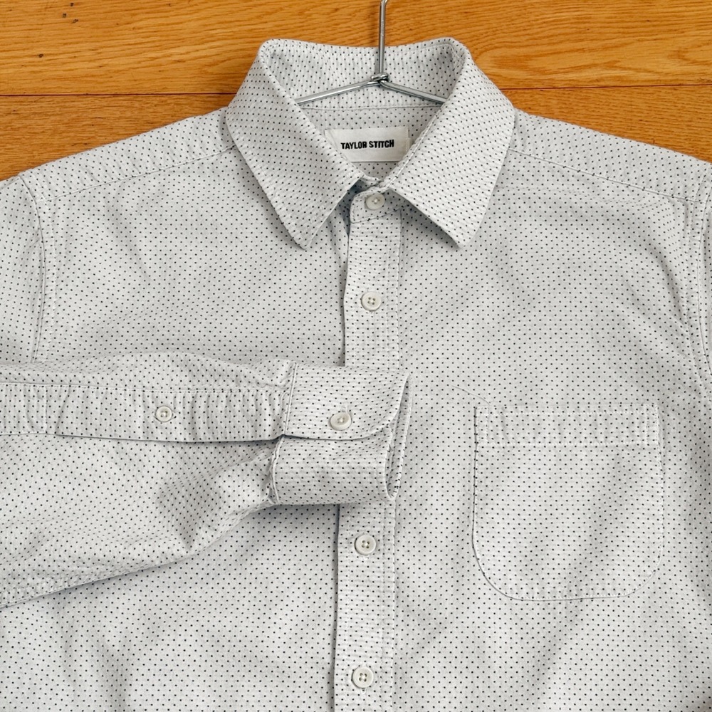 TAYLOR STITCH Size 38 Dot Print Long Sleeve Button Up Shirt Organic Cotton - Picture 2 of 7
